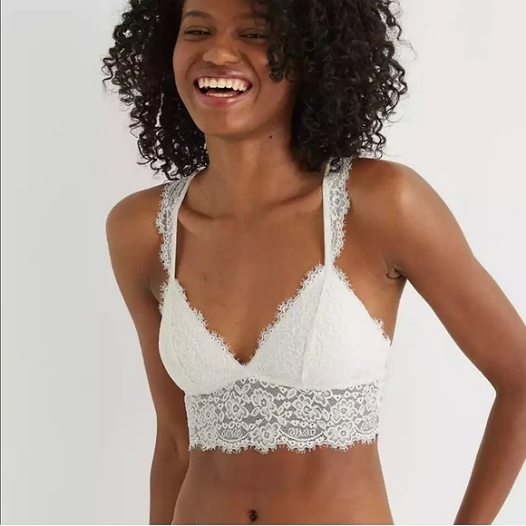 aerie, Intimates & Sleepwear, Aerie White Eyelash Lace Racerback Bralette  In Largedd